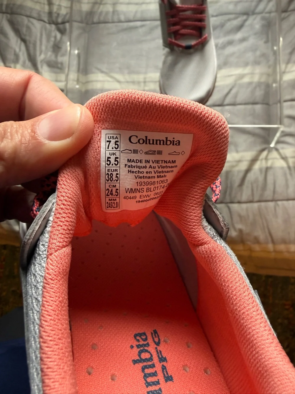 Columbia Gray Athletic Sneakers with Pink Trim and Gum Outsole - Picture 4 of 6